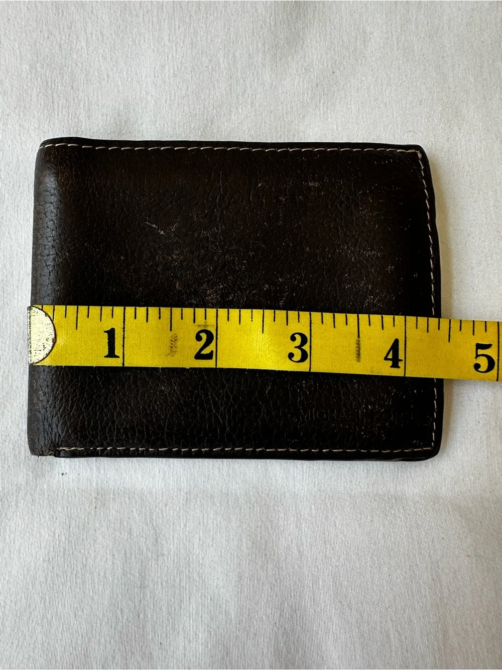 MICHAEL KORS Men’s Brown Pebbled Leather Bifold Wallet Slim Card Holder Logo